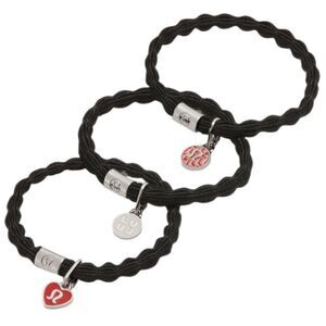 Lululemon Charm Hair Ties 3 Pack Black/Silver